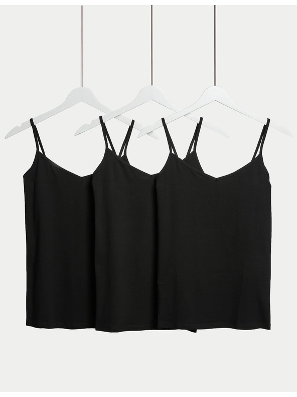 Marks & Spencer Naramna majica z visokim deležem bombaža, 3 kosi Marks & Spencer črna