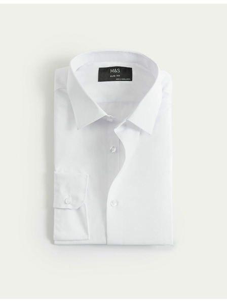 Marks & Spencer Srajca tankega kroja, enostavna za likanje Marks & Spencer bela