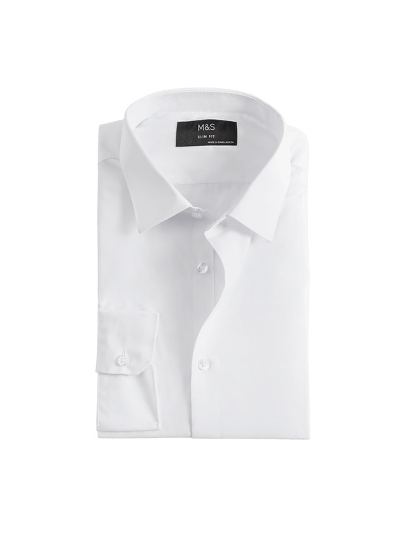 Marks & Spencer Srajca tankega kroja, enostavna za likanje Marks & Spencer bela