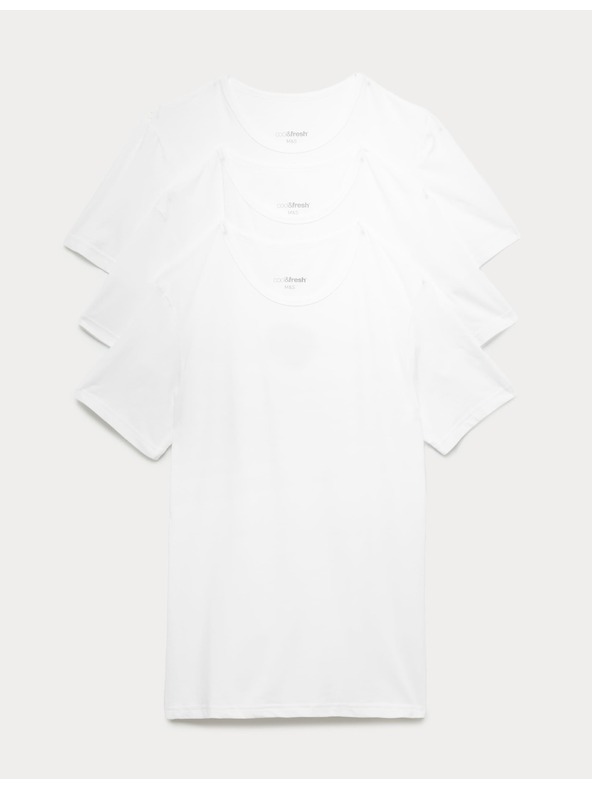 Marks & Spencer Komplet treh moških osnovnih majic v beli barvi s tehnologijo Marks & Spencer Cool & Fresh™