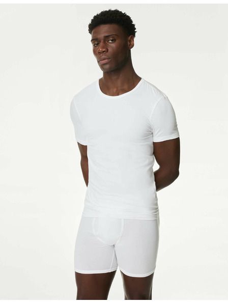 Marks & Spencer Komplet treh moških osnovnih majic v beli barvi s tehnologijo Marks & Spencer Cool & Fresh™