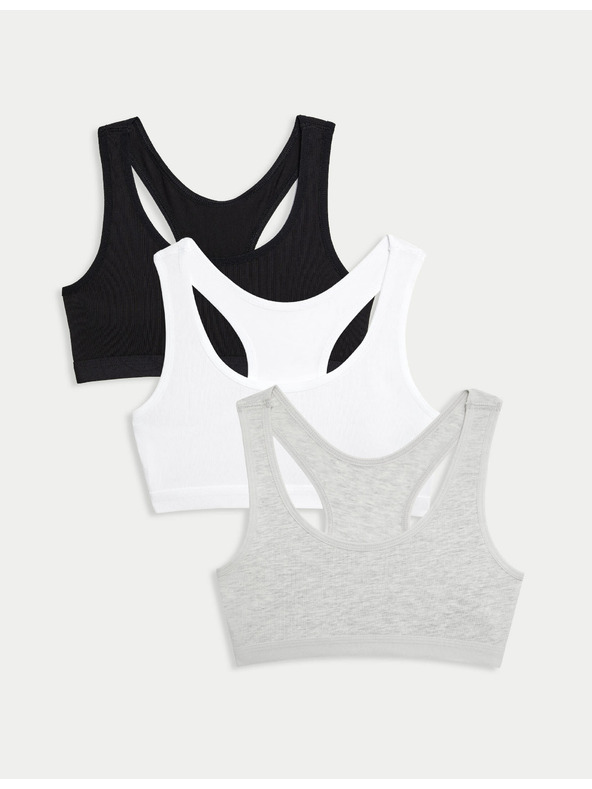 Marks & Spencer Zgornji del majice s kratkimi rokavi iz visokega bombaža, 3 kosi (6-16 let) Marks & Spencer siva