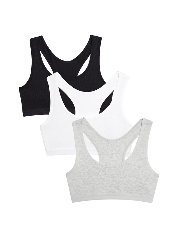 Marks & Spencer Zgornji del majice s kratkimi rokavi iz visokega bombaža, 3 kosi (6-16 let) Marks & Spencer siva