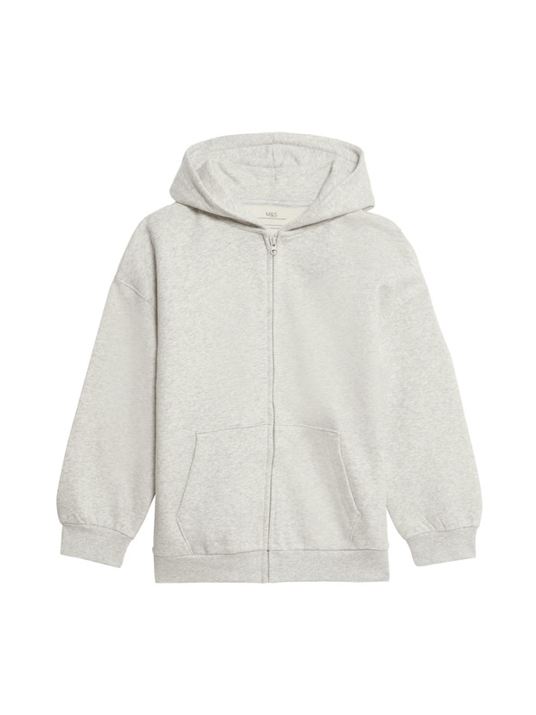 Marks & Spencer Pulover s kapuco, z zadrgo in visokim deležem bombaža (6–16 let) Marks & Spencer siva