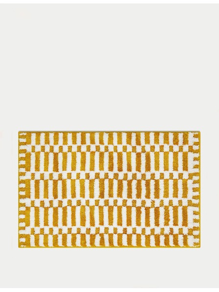 Marks & Spencer Hitrosušeča kopalniška preproga iz mešanice bombaže z geometrijskim motivom Marks & Spencer rumena