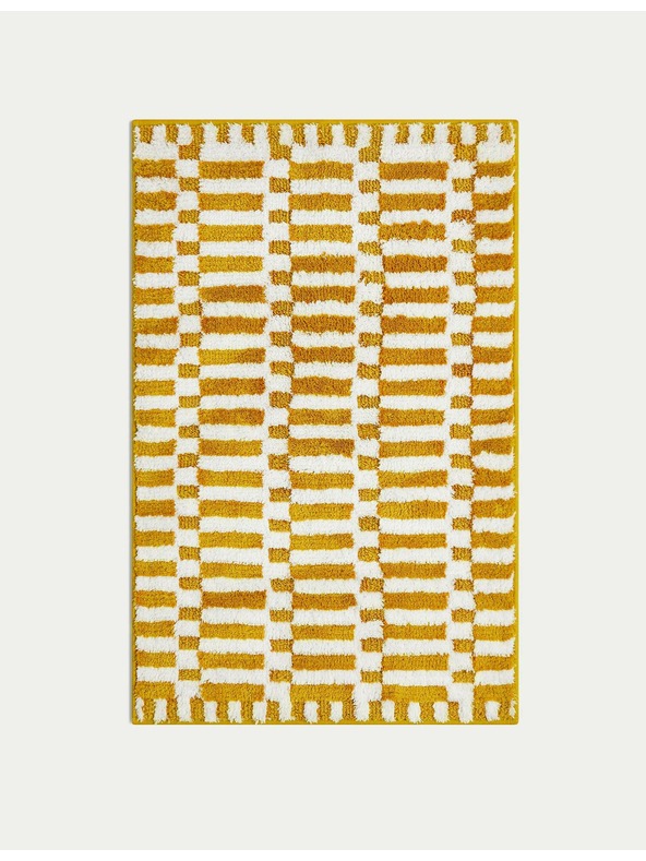 Marks & Spencer Hitrosušeča kopalniška preproga iz mešanice bombaže z geometrijskim motivom Marks & Spencer rumena