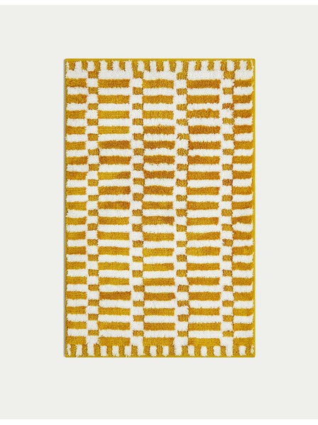 Marks & Spencer Hitrosušeča kopalniška preproga iz mešanice bombaže z geometrijskim motivom Marks & Spencer rumena