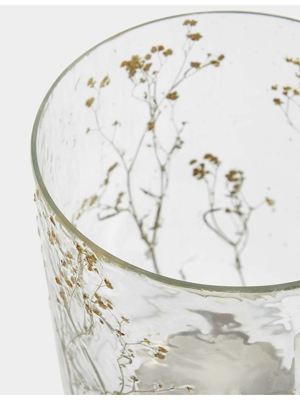 Marks & Spencer Svečnik Hurricane z vtisnjenim cvetom Marks & Spencer bežna