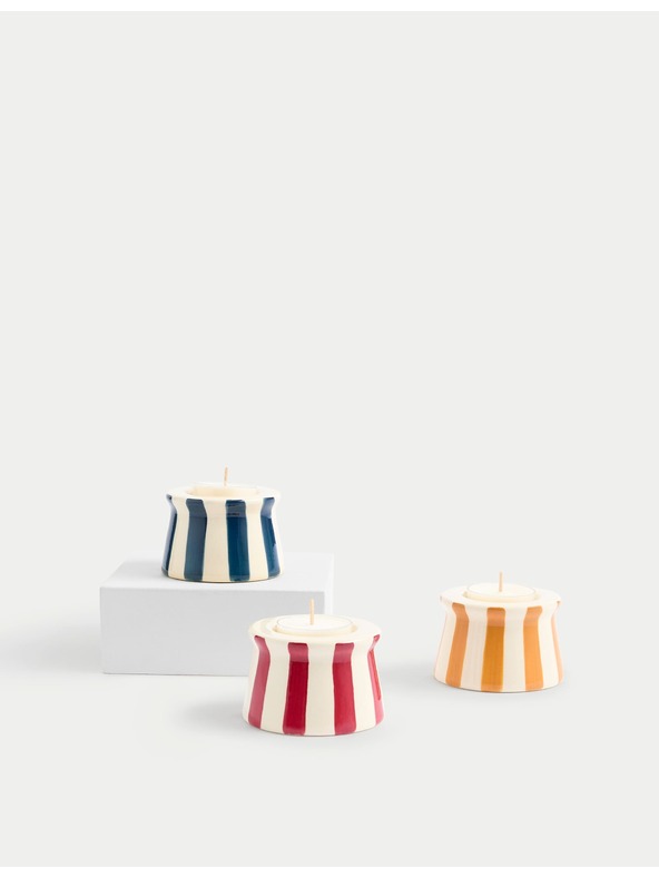 Marks & Spencer Set 3 progastih keramičnih držal za čajne sveče Marks & Spencer večbarven