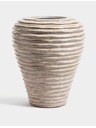 Marks & Spencer Srednje velika keramična vaza z linearnimi rebri Marks & Spencer smetana