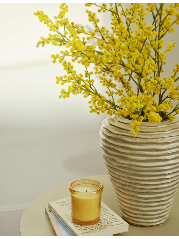 Marks & Spencer Srednje velika keramična vaza z linearnimi rebri Marks & Spencer smetana