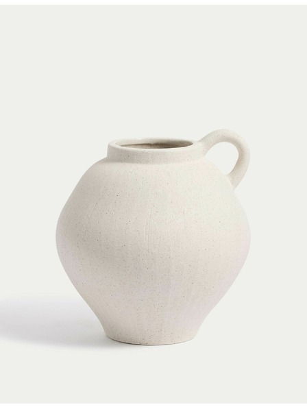 Marks & Spencer Majhna keramična vaza z oblikovano ročajem Marks & Spencer bela