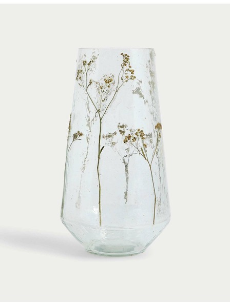 Marks & Spencer Steklena vaza z motivom cvetja Marks & Spencer bež