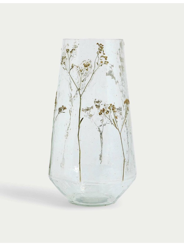 Marks & Spencer Steklena vaza z motivom cvetja Marks & Spencer bež