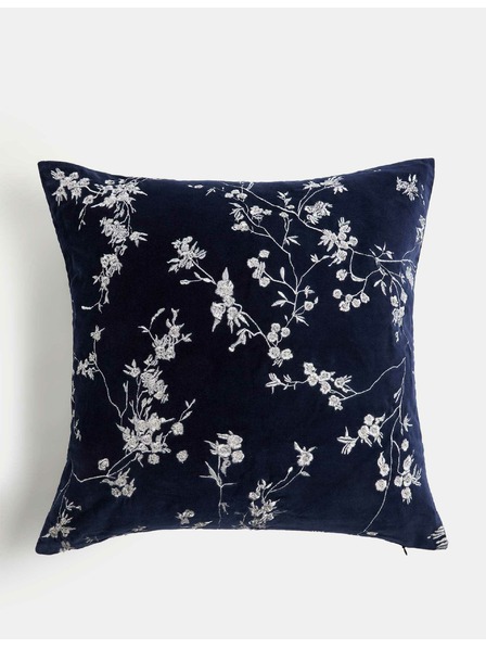 Marks & Spencer Žametna blazina z vezenimi češnjevimi cvetovi Marks & Spencer mornarsko modra