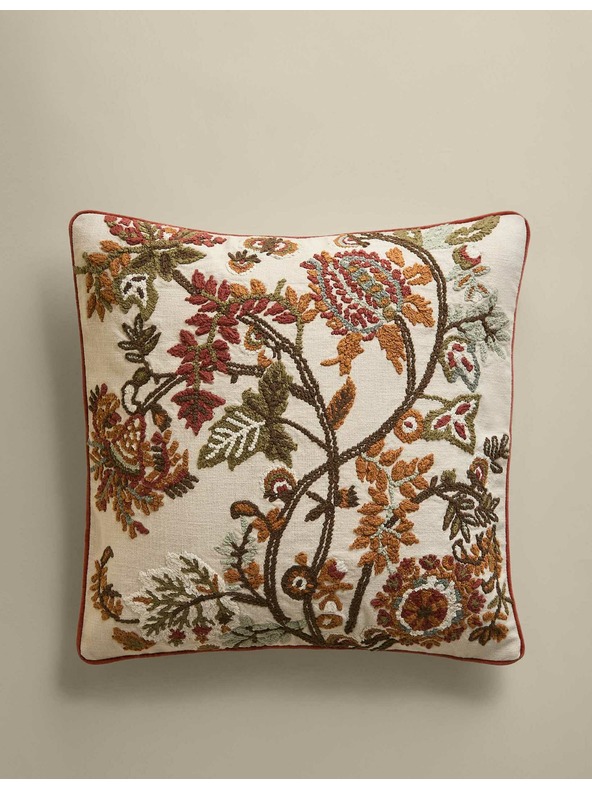 Marks & Spencer Blazina iz čiste bombažne tkanine s cvetlično vezavo Marks & Spencer smetanova