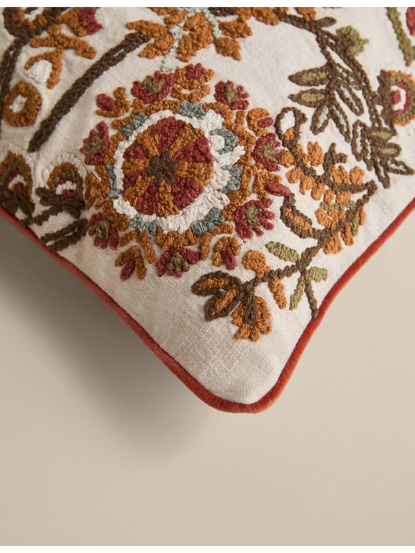 Marks & Spencer Blazina iz čiste bombažne tkanine s cvetlično vezavo Marks & Spencer smetanova