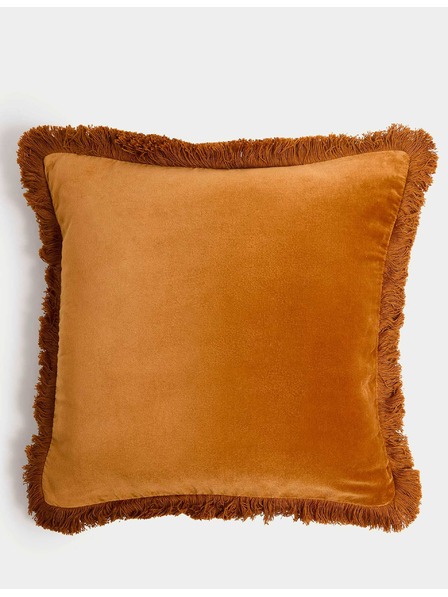 Marks & Spencer Žametni vzglavnik s čipkami, iz čiste bombaže Marks & Spencer rumena