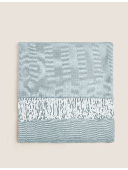 Marks & Spencer Odeja z vzorcem ribjih kosti Marks & Spencer modra