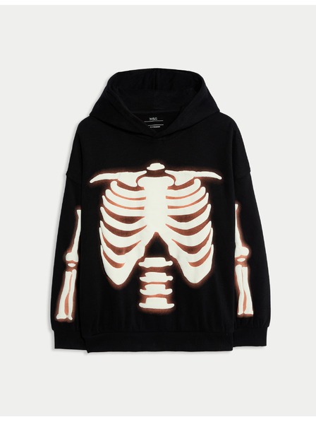 Marks & Spencer Pulover s kapuco Skeleton z visoko vsebnostjo bombaževine (6-16 let) Marks & Spencer črna
