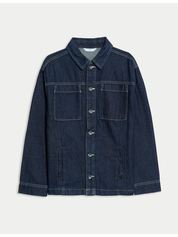 Marks & Spencer Džins srajca iz čistega bombaža (6–16 let) Marks & Spencer mornarsko modra