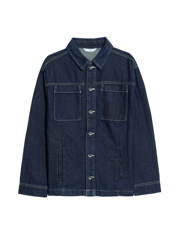 Marks & Spencer Džins srajca iz čistega bombaža (6–16 let) Marks & Spencer mornarsko modra