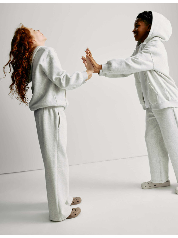 Marks & Spencer Široke hlače z visokim deležem bombaža (2–16 let) Marks & Spencer siva