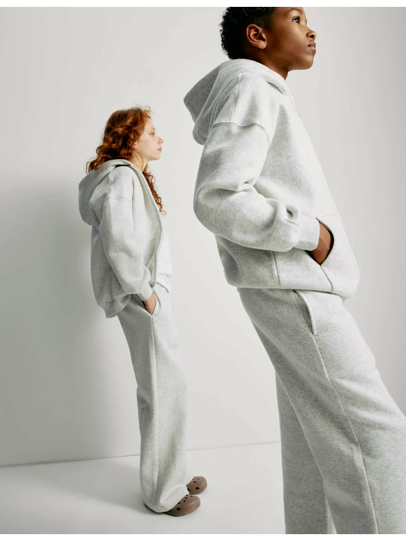 Marks & Spencer Široke hlače z visokim deležem bombaža (2–16 let) Marks & Spencer siva