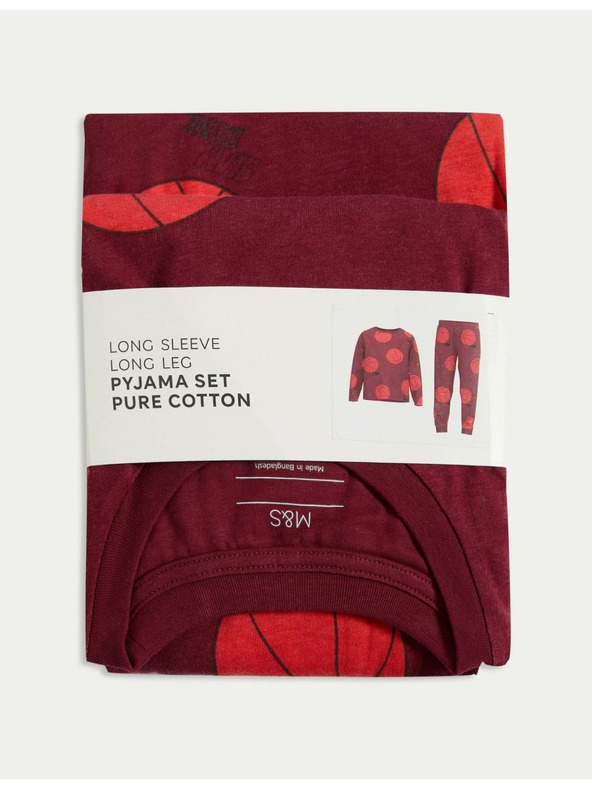 Marks & Spencer Košarkarski pižamski komplet, iz čiste bombaževine (3–16 let) Marks & Spencer rdeča
