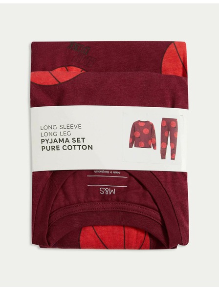 Marks & Spencer Košarkarski pižamski komplet, iz čiste bombaževine (3–16 let) Marks & Spencer rdeča