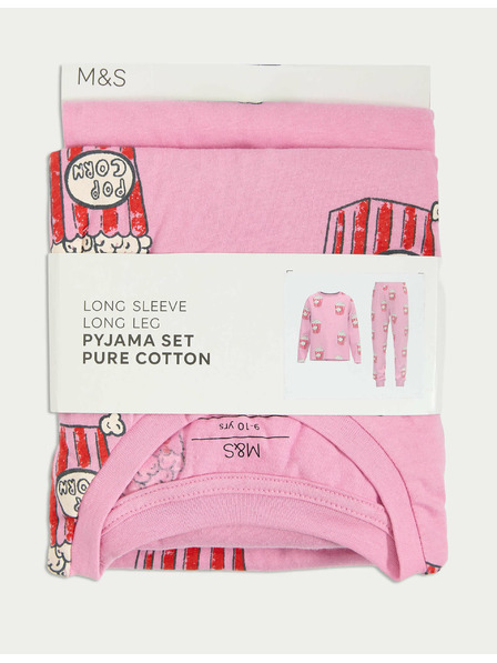 Marks & Spencer Pižama iz čiste bombaževine z motivom pokovke (1–16 let) Marks & Spencer rožnata