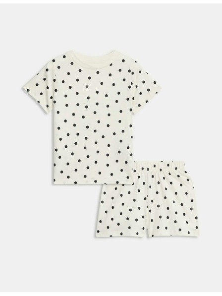 Marks & Spencer Pikčasto pižamo iz čiste bombažne tkanine (1–16 let) Marks & Spencer smetanova