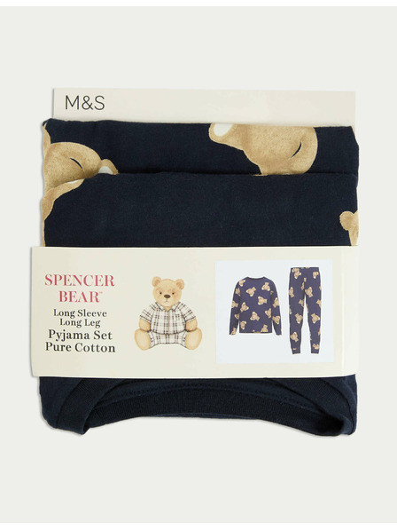 Marks & Spencer Pižama iz čiste bombažne tkanine z motivom Spencer Bear™ (1–16 let) Marks & Spencer mornarsko modra