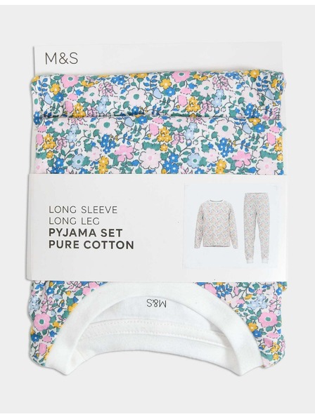 Marks & Spencer Pižama iz čiste bombažne tkanine s cvetličnim vzorcem (12 mesecev - 16 let) Marks & Spencer smetanova