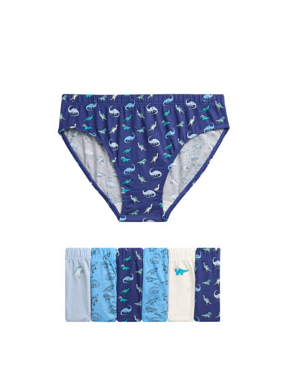 Marks & Spencer Hlačke iz čistega bombaža z motivom dinozavrov, 7 kosov v paketu (2-8 let) Marks & Spencer večbarvna