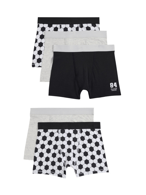 Marks & Spencer Boksarice z nogometnim motivom in visokim deležem bombaža (5-16 let), 5 kosov Marks & Spencer večbarvna