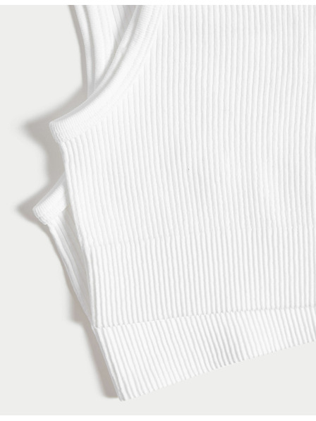 Marks & Spencer Brezšivne skrajšane topi z rebrastim vzorcem in okroglim izrezom (6-16 let), 2 kosa Marks & Spencer bela