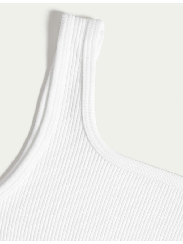 Marks & Spencer Brezšivne skrajšane topi z rebrastim vzorcem in okroglim izrezom (6-16 let), 2 kosa Marks & Spencer bela
