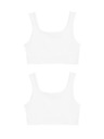 Marks & Spencer Brezšivne skrajšane topi z rebrastim vzorcem in okroglim izrezom (6-16 let), 2 kosa Marks & Spencer bela