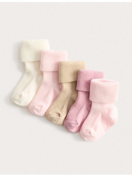 Marks & Spencer Rebraste otroške nogavice z visokim deležem bombaža (0-2 leti), 5 parov v paketu Marks & Spencer večbarvna