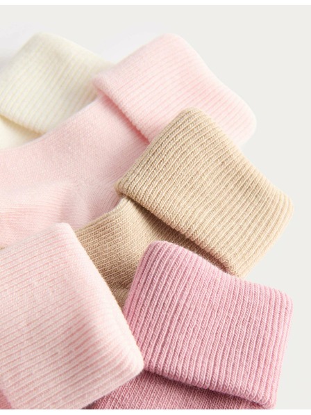 Marks & Spencer Rebraste otroške nogavice z visokim deležem bombaža (0-2 leti), 5 parov v paketu Marks & Spencer večbarvna