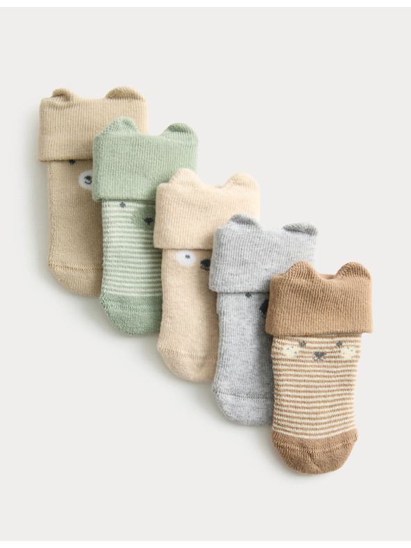 Marks & Spencer 5 parov nogavic z obrazi in visokim deležem bombaža Marks & Spencer večbarvna