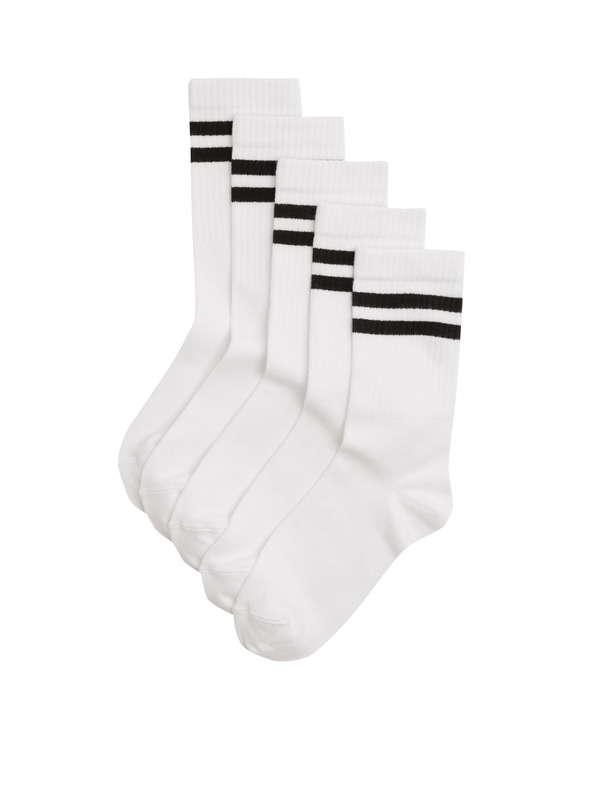 Marks & Spencer Prugaste športne nogavice z visokim deležem bombaža, komplet 5 parov (6 majhne – 7 velike) Marks & Spencer bela