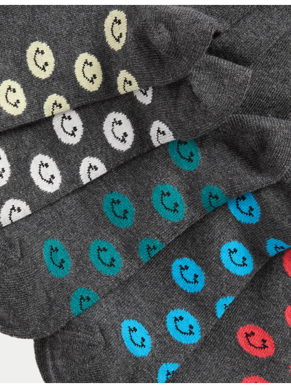 Marks & Spencer Šolske nogavice z visokim deležem bombaža in smajliji, 5 parov (6 majhne – 7 velike) Marks & Spencer siva