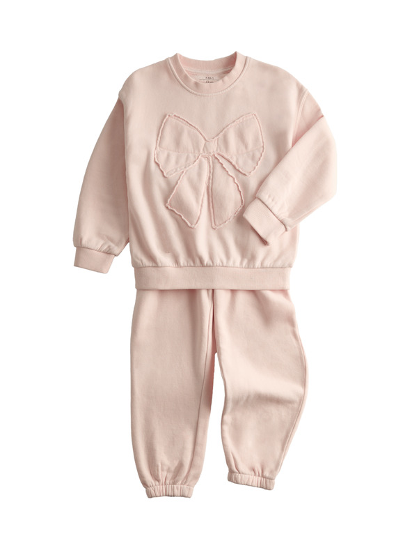 Marks & Spencer Dvodelen komplet jopice s potiskom pentlje, z visokim deležem bombaža (2–8 let) Marks & Spencer roza