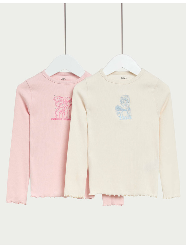 Marks & Spencer Komplet 2 topov z visokim deležem bombaža z motivom Disney Ledeno kraljestvo™ (2–8 let) Marks & Spencer modra