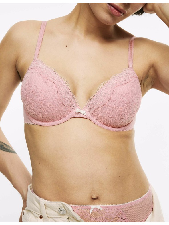 Marks & Spencer Dekolte nedrček z žicami in čipko, vel. A–E Marks & Spencer roza