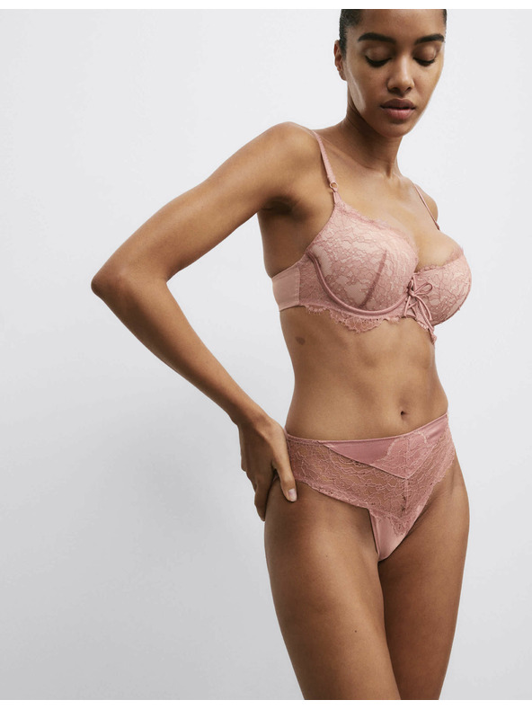 Marks & Spencer Čipkasta balkónska nedrček z koščki in motivom Forget Me Not (A-E) Marks & Spencer rjava