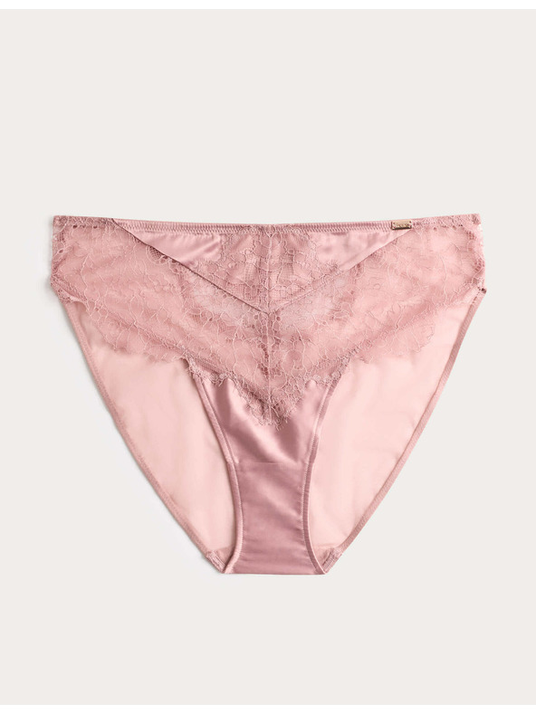 Marks & Spencer Čipkaste nogavice z visokim pasom in motivom modrih cvetov Marks & Spencer rjava