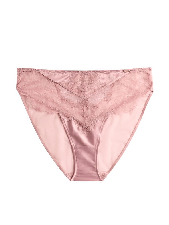 Marks & Spencer Čipkaste nogavice z visokim pasom in motivom modrih cvetov Marks & Spencer rjava